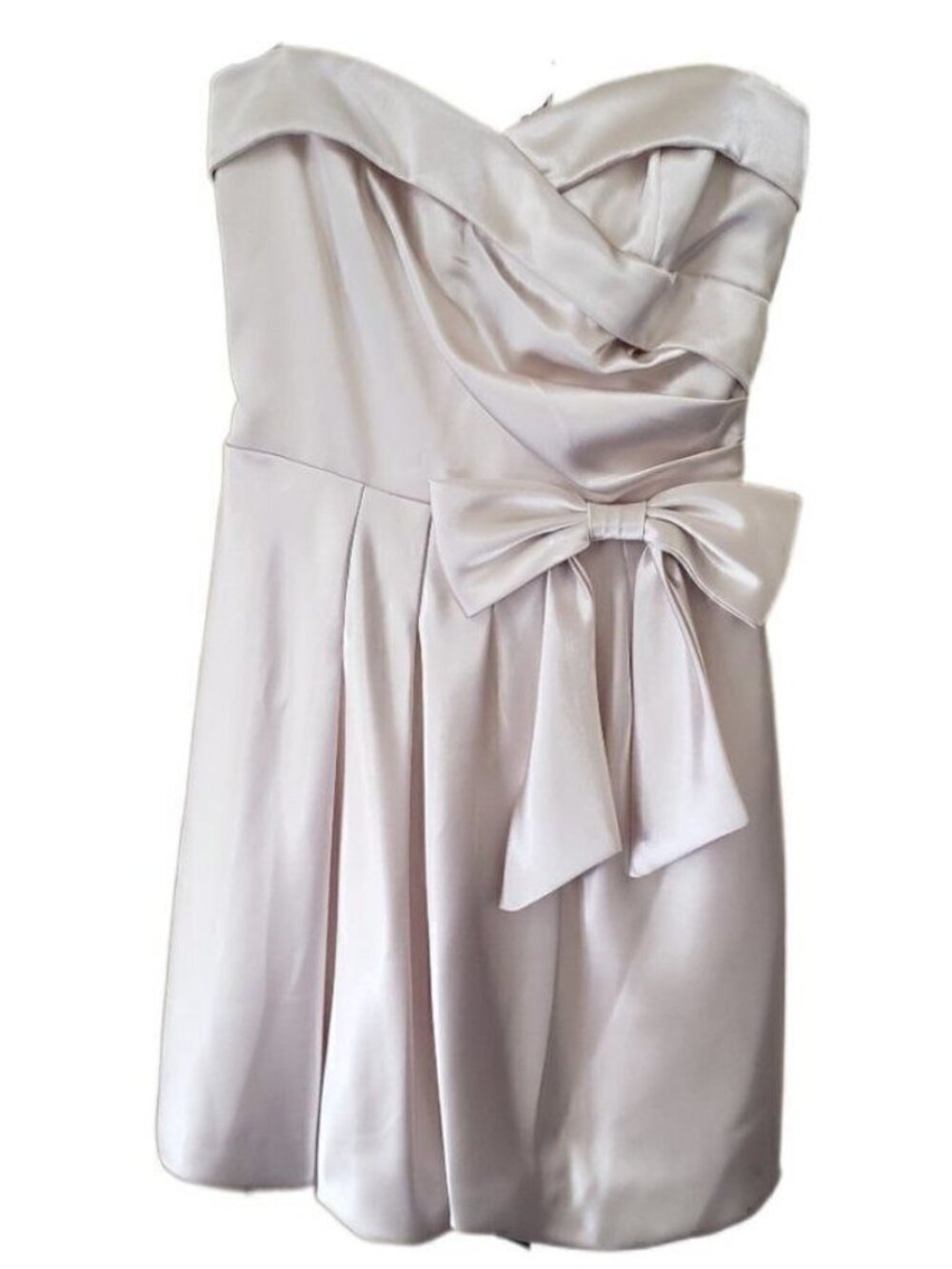 Mystic Ivory Strapless Mini Dress with Cute Bow on Waist